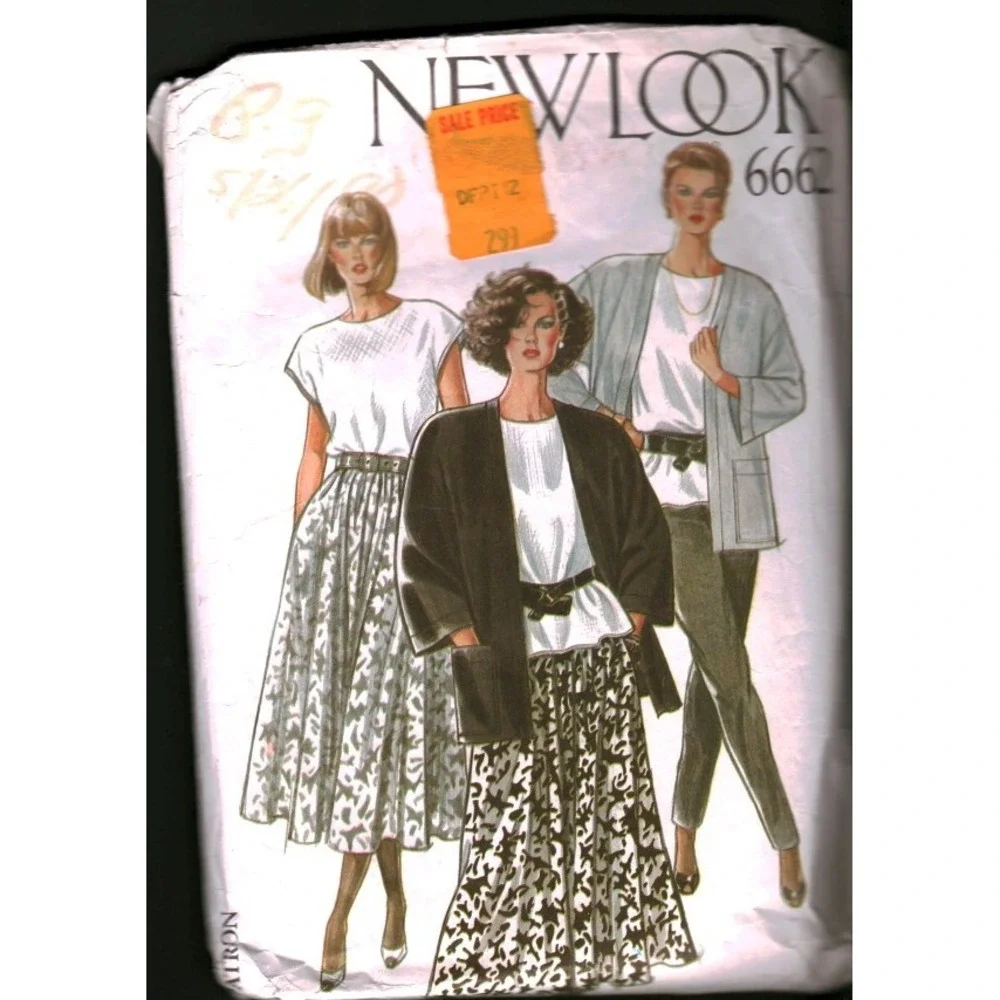 Vintage New Look 6662 Sewing Pattern Jacket Skirt Trousers Top‎ Size 8-18 80s
